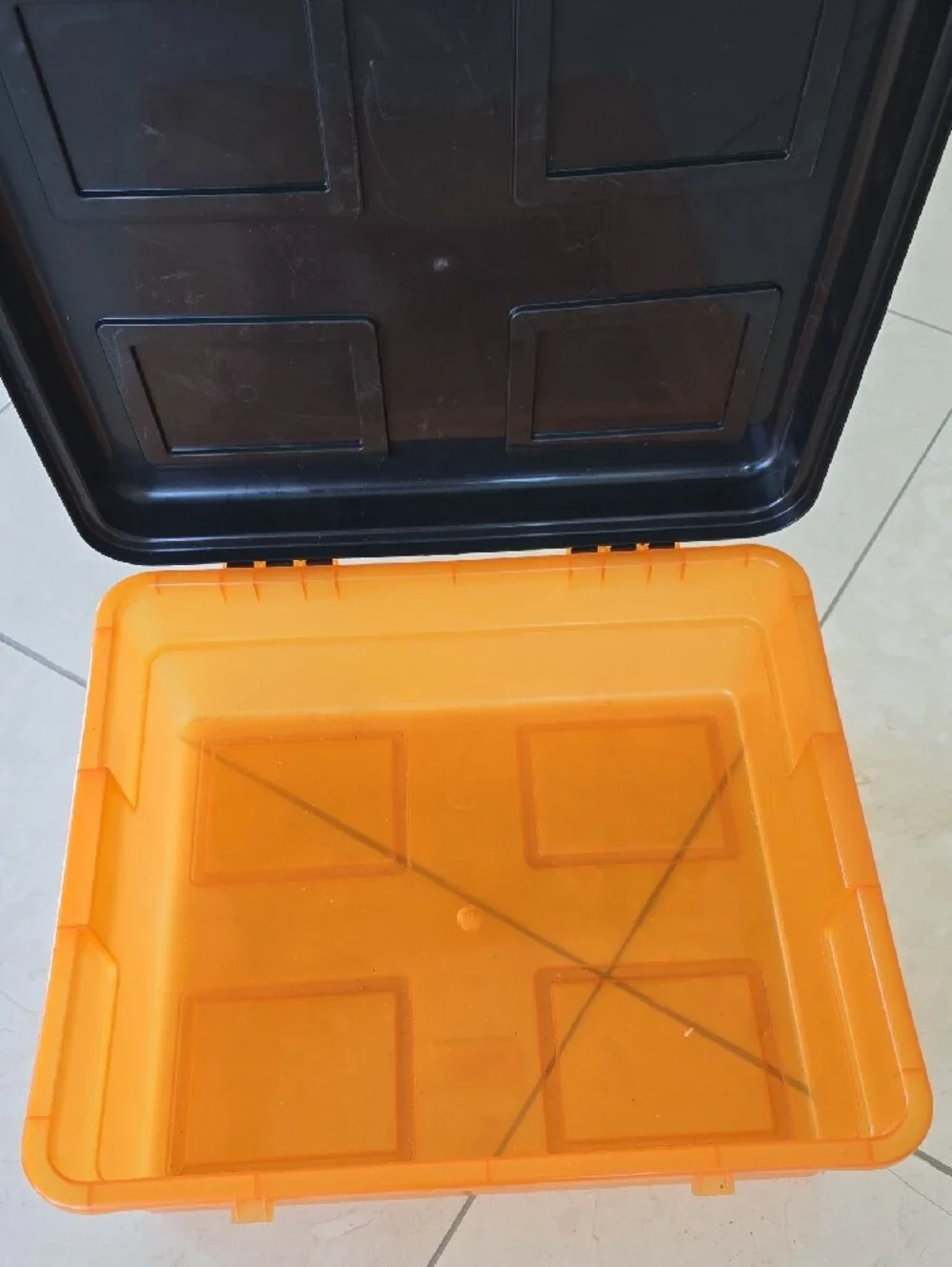 Plastic Storage Box with Snap Lid - Orange & Black - 12